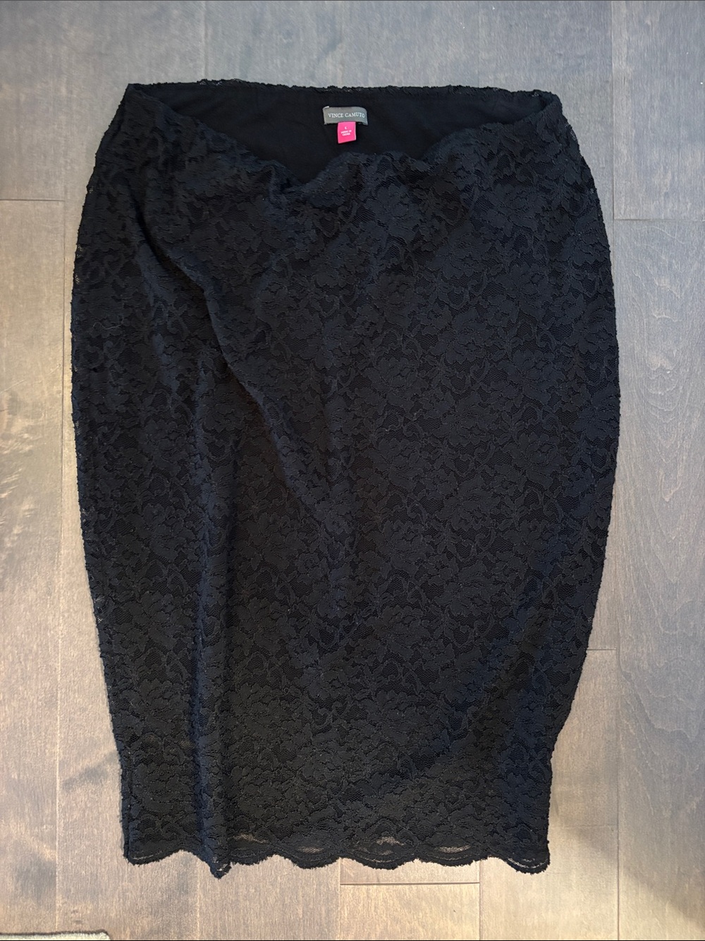 Vince Camuto Black Floral Lace Pencil Skirt